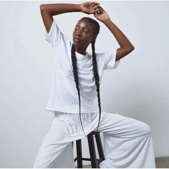 NEW Lunya Cool Cotton Every Body Pocket‎ Tee T-Shirt White Sz M - Picture 2 of 6